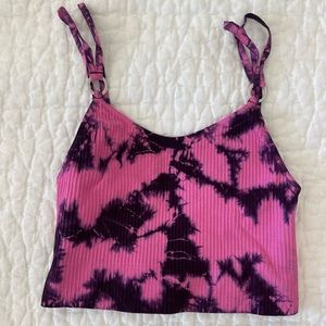 NWOT bombshell sportswear top small hot pink & purple tie dye
